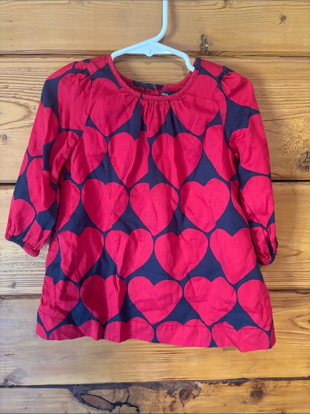 GAP Red Heart Print Long Sleeve Girls' Dress